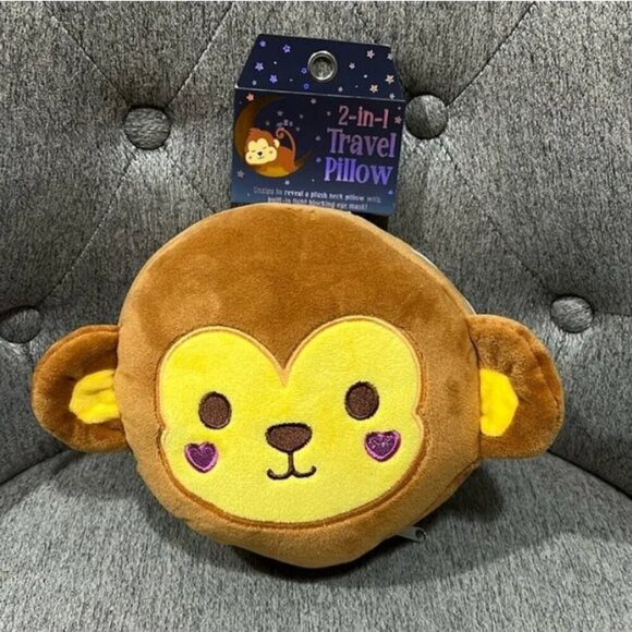 Lifestyle Products Other - Soft Plush Brown Monkey 2-in-1 Travel Pillow